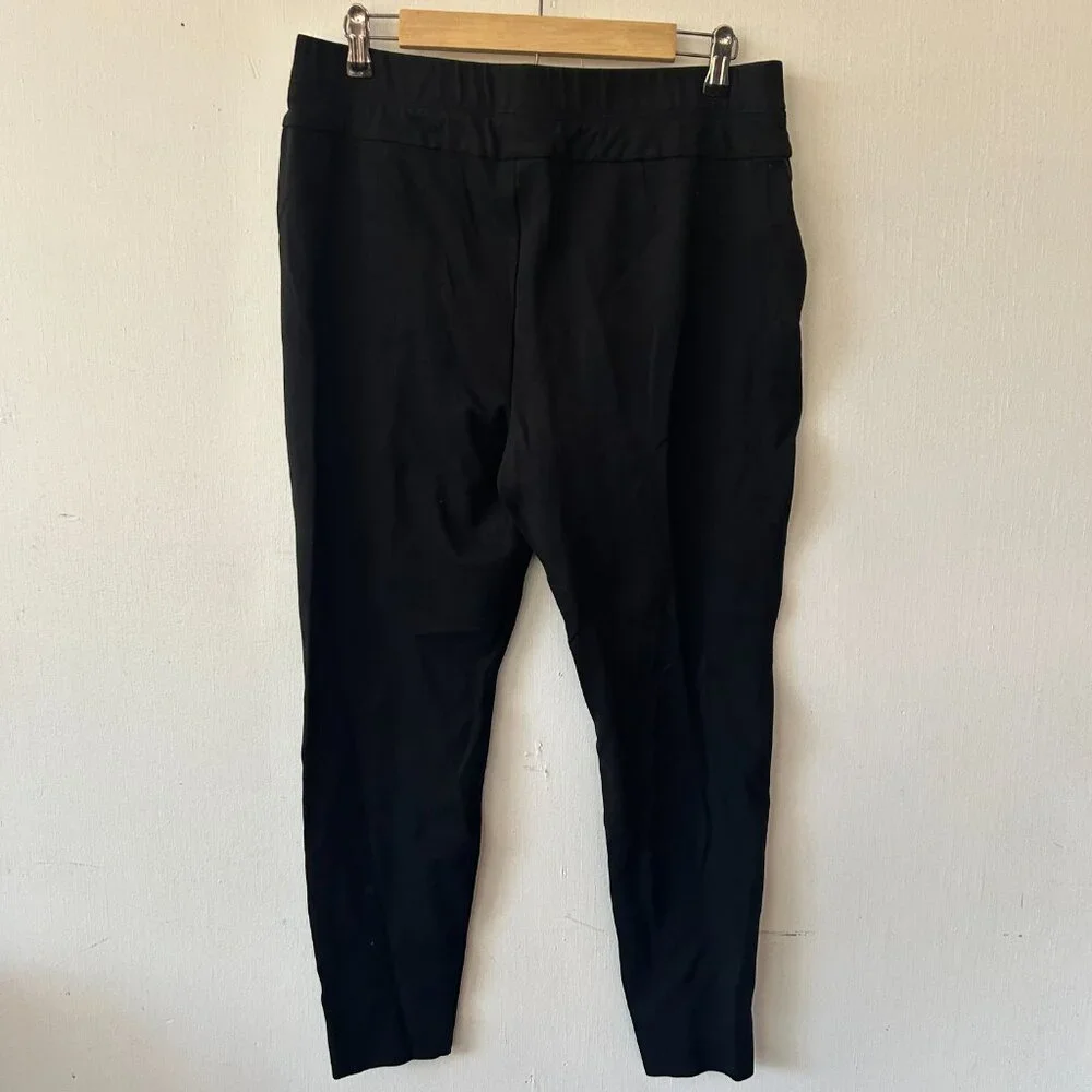 J. Jill Ponte Knit Leggings Womens Large Black Pull On Faux Leather Stripe - Picture 4 of 5